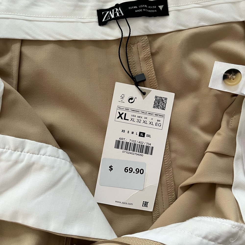 Zara Tan and White Pants